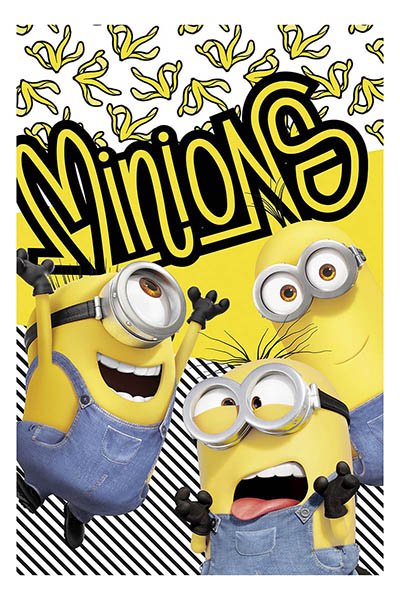 Minions 2 The Rise of Gru Kinder Fleecedecke Kuscheldecke 3 Minions Filmfiguren Bananas Bananenschalen 100 x 150 cm 100% Polyester