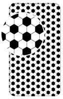 Kinder Bettlaken Sport Spannbetttuch Fußball Bälle Schwarz weiß Spannbettlaken 90 x 200 + 25 cm 100% Baumwolle