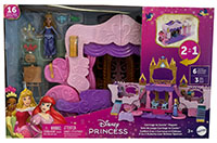 Disney Princess 2-in-1 Kutsche verwandelbar zum Schloss, 6 Spielbereiche, 3 Ebenen, Figuren, Schlafzimmer, Puppenzubehör, Mattel HWX17