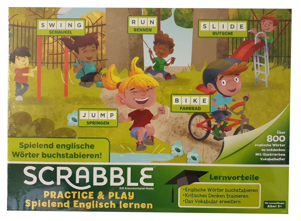 Mattel Games FTG51 Scrabble Practice und Play Spielend Englisch Lernen Wörterspiel