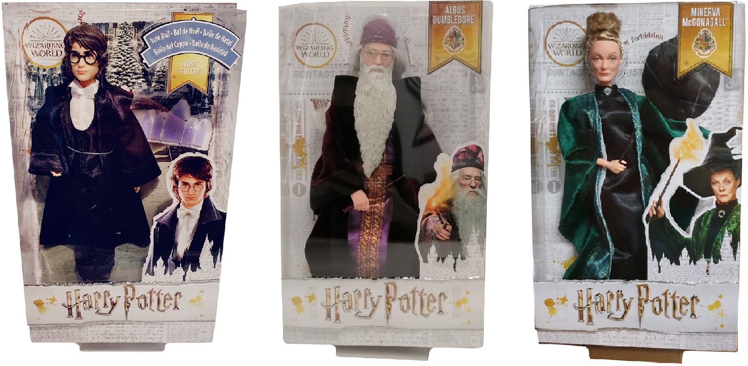 3er Puppen-Set Mattel Harry Potter Wizarding World mit GFG13 Harry Potter, FYM54 Albus Dumbledore und FYM55 Professor McGonagall, Geschenk-Set