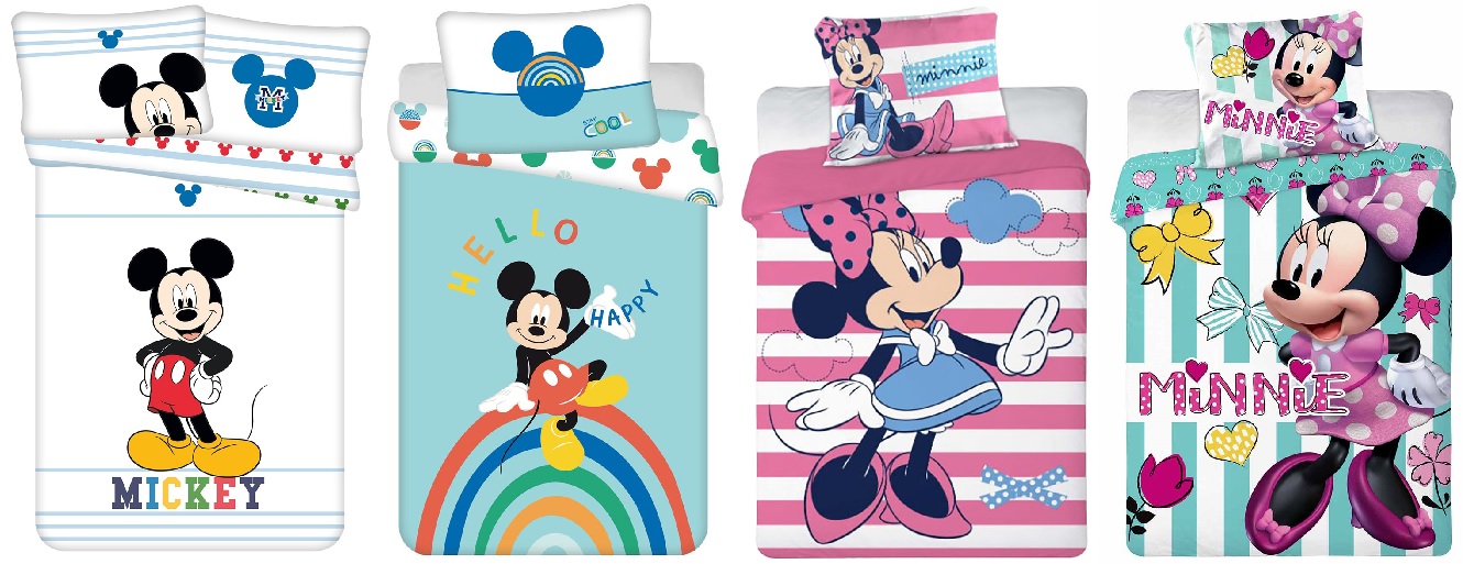 Disney Baby Kinder Bettwäsche Mickey Maus oder Minnie Maus Bettdecke 100 x 135 cm + Kopfkissen 40 x 60 cm 100% Baumwolle (Auswahl)