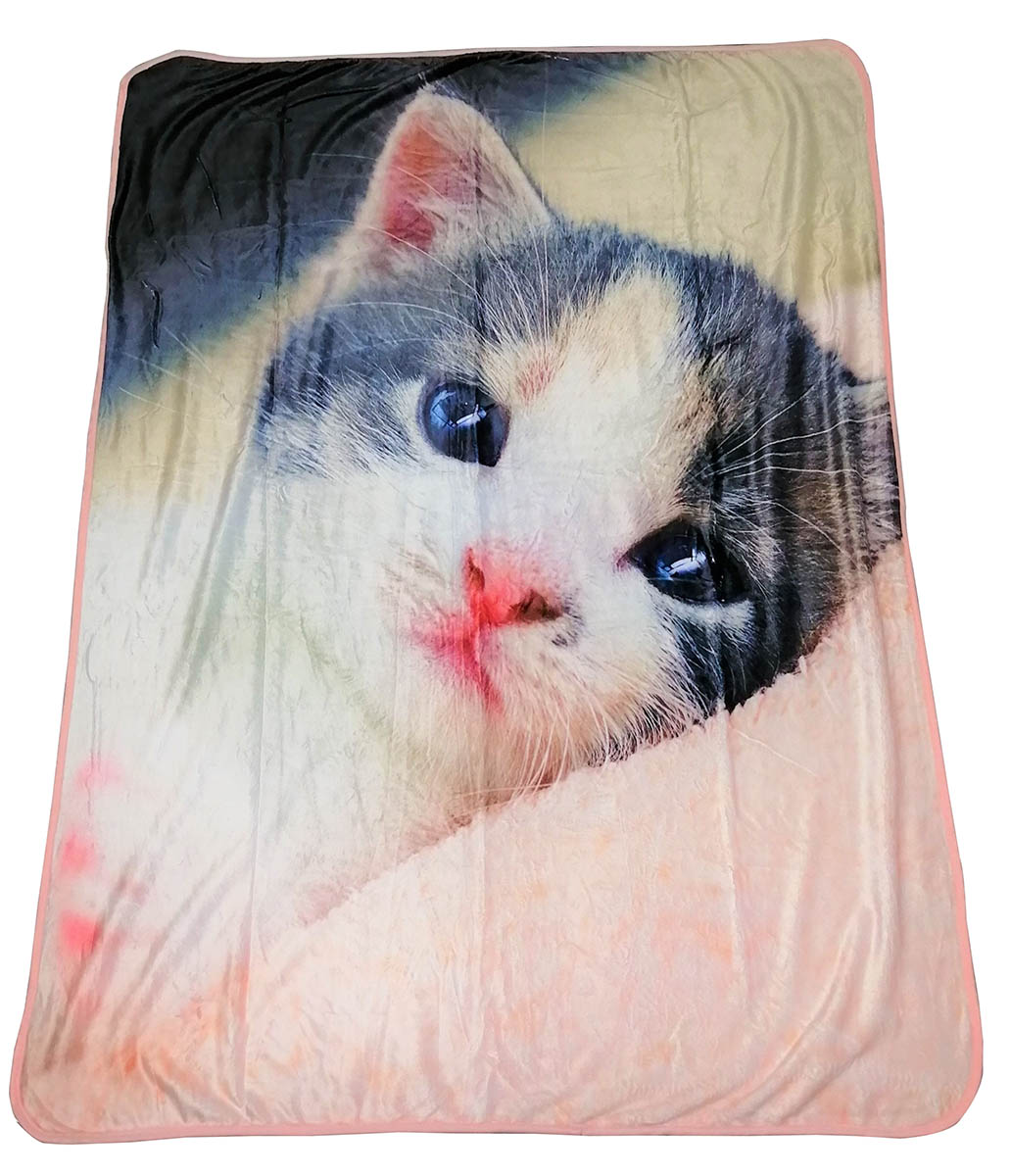 Süße Kätzchen Tier Kuscheldecke Flanell 120 x 150 cm, 100% Polyester