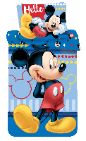 Bettwäsche Set Disney Mickey Maus "Hello" 140x200 Bettdecke + 70x90 cm Kopfkissen, 100% Baumwolle, mit Reißverschluss