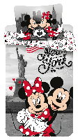 Bettwäsche Set, Disney Mickey Maus & Minnie in NY "love", 140x200 Bettdecke + 70x90 cm Kopfkissen, 100% Baumwolle, mit Reißverschluss
