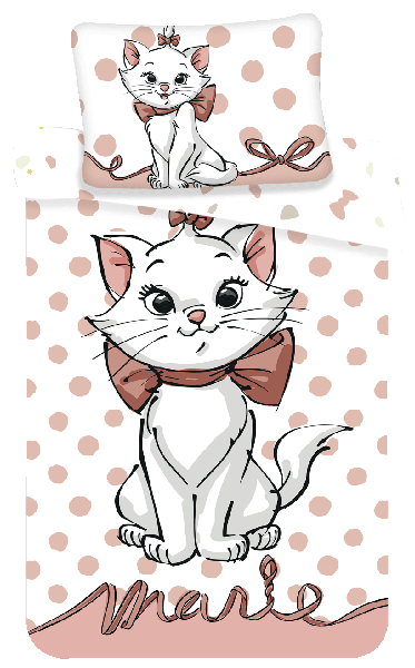 Disney Bettwäsche Set Marie Cat Dots Baby 100 x 135 Bettdecke + 40 x 60 cm Kopfkissen, 100% Baumwolle