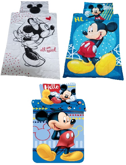 Bettwäsche Set Motiv Disney Mickey Maus 140 x 200 Bettdecke + 70 x 90 cm Kopfkissen 100% Baumwolle (Auswahl)