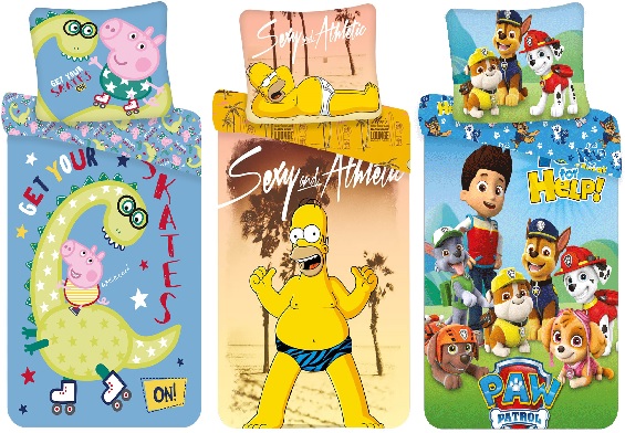 Bettwäsche Set Peppa Pig, The Simpsons Homer "Beach" Paw Patrol  140x200 Bettdecke + 70x90 cm Kopfkissen 100% Baumwolle (Auswahl)