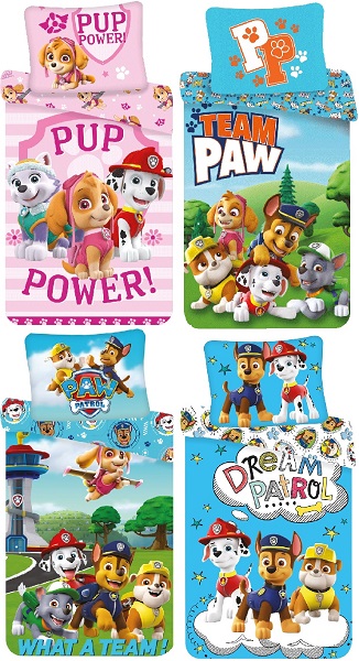Bettwäsche-Set Motiv Paw Patrol 140 x 200 cm Bettdecke + 70 x 90 cm Kopfkissen, 100% Baumwolle (Auswahl)