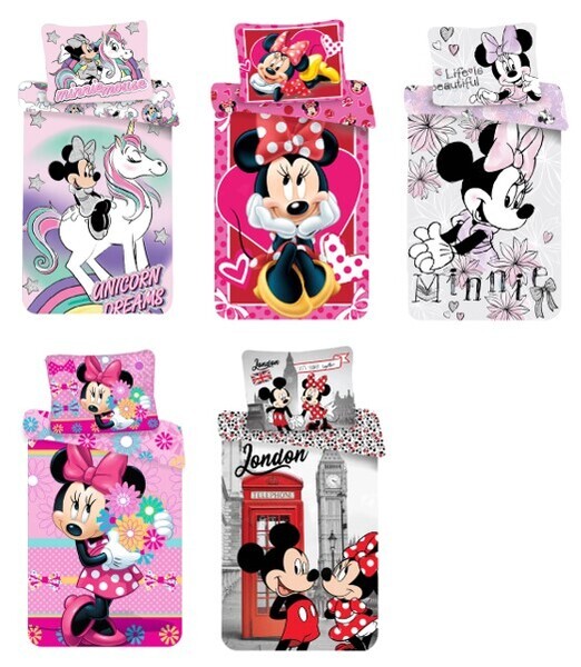 Bettwäsche Disney Motiv Minnie Maus 140 x 200 + 70 x 90 cm 100 % Baumwolle (Auswahl)