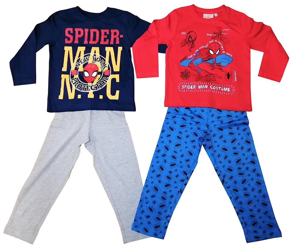 Marvel Spider-Man 2er Set Pyjama lang rot/blau Schlafanzug für Kinder (Auswahl)