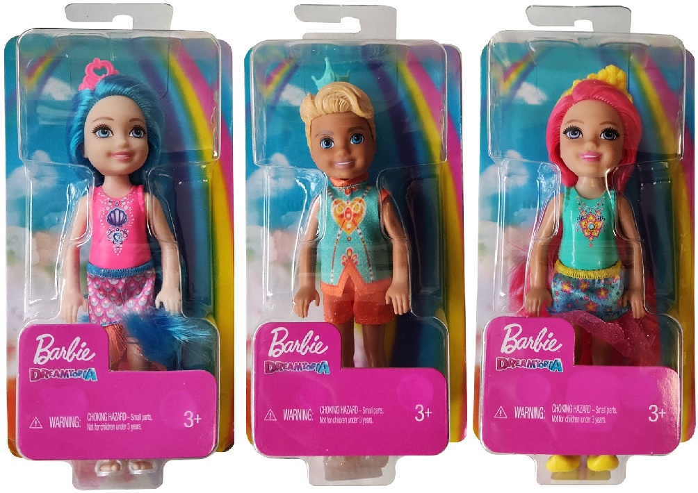 Mattel Barbie Dreamtopia 3er Set Chelsea Mini Puppen GJJ94 blaue Haare GJJ96 Prinz GJJ97 pinke Haare Geschenk-Set