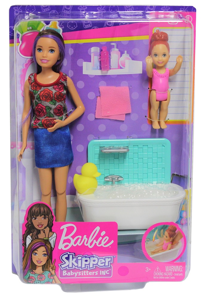 Mattel FXH05 Barbie Skipper Babysitter Spielset mit Wanne