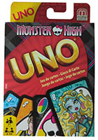 Mattel UNO Monster High Spiel mit 112 Karten für 2-10 Spielern, mit Frankie Clawdeen Draculaura Cleo, Kartenspiel für Kinder und Familie