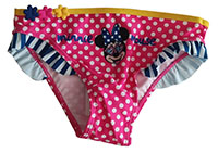 Minnie Maus Badehose, Bikinihose, Badeslip, Badeanzug, Pink-Weiß gepunktet, Gr. 128