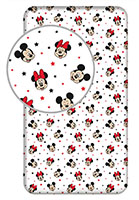 Disney Mickey und Minnie Mouse "Stars" Sterne Spannbettlaken weiß für Einzelbett 90 x 200 cm + 25 cm, 100 % Baumwolle