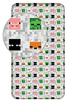 Minecraft "Adventure" Pixel Game Design Bettlaken Spannbettlaken Betttuch 90 x 200 + 25 cm, 100% Baumwolle