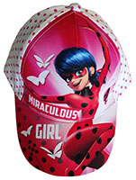 Miraculous Ladybug Baseballkappe Mütze für Mädchen, weiss-pink gepunktet, Gr. 54