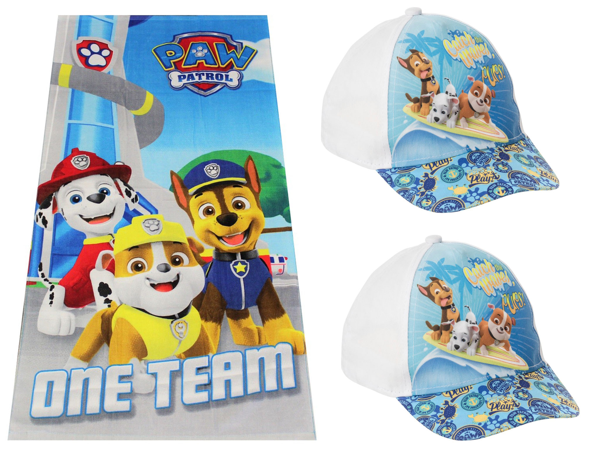 Paw Patrol Kappe Gr. 52 Basecap Gr. 54 Handtuch Chase Rubble Marshall One Team