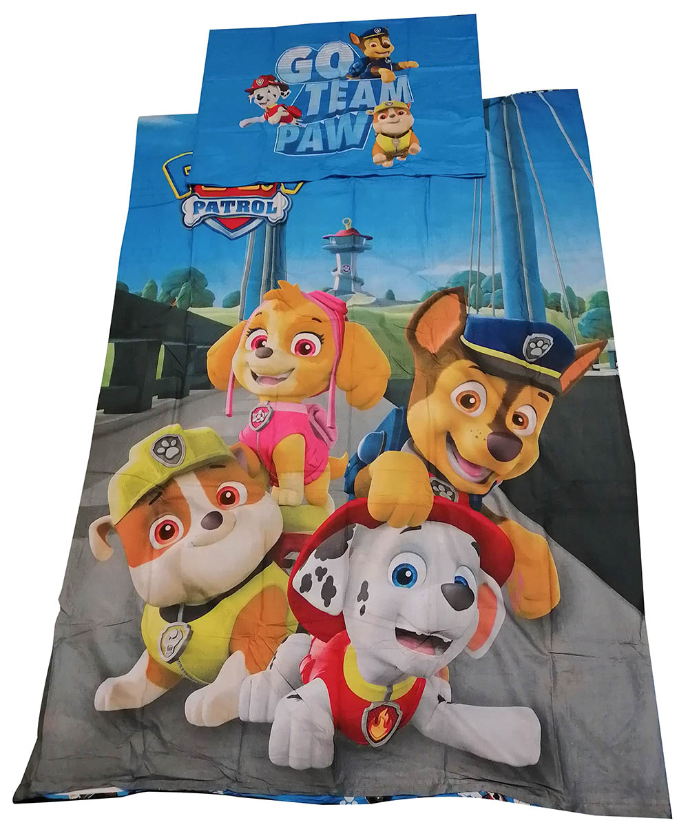 Kinder Bettwäsche-Set Paw Patrol - Go Team Paw, 140 x 200 Bettdecke, 70 x 90 cm Kopfkissen, 100% Baumwolle