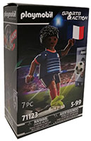 Playmobil 71123 Sports & Action Fußballspieler 7,5 cm Frankreich A Trikot Torwand Kickfunktion Fußball Rasensport Ball Spieleset
