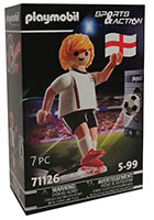 Playmobil 71126 Sports & Action Fußballspieler 7,5 cm England Fußball Rasensport Ball Trikot Spieler Kickfunktion Torwand Spieleset