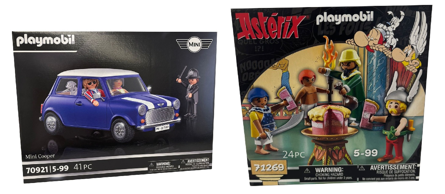 Playmobil Mini Cooper Fahrzeug Kultauto oder Asterix Comic-Figur Pyradonis vergiftete Torte mit Spielfiguren, Zubehör, Auswahl