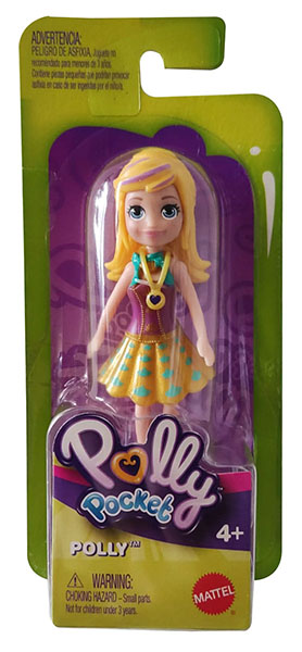 Mattel Polly Pocket GKL31 Puppe POLLY im goldenem Kleid mit grünen Accessoires