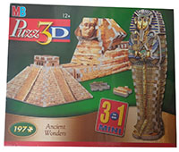 Hasbro ‎00192186 Puzz 3D Ancient Wonders Puzzle 197 Teile von MB 3 in 1 Mini Sphinx, Mumie, Maya Tempel