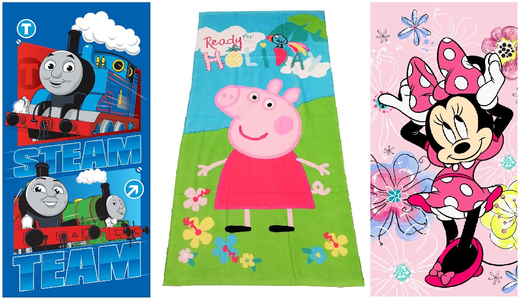 Kinder Handtuch Badetuch Saunatuch Motiv Thomas & Friends, Peppa Wutz oder Disney Minnie Maus 70 x 140 cm 100% Baumwolle (Auswahl)