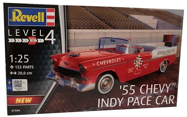 Revell 07686 Modellbausatz Auto '55 CHEVY Indy Pace Car im Maßstab 1:25, Level 4
