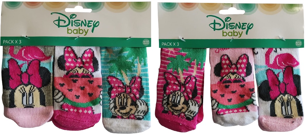Disney Minnie Maus Baby Socken Strümpfe 3er Pack für Babys bis 12 Monate bunt (Auswahl)