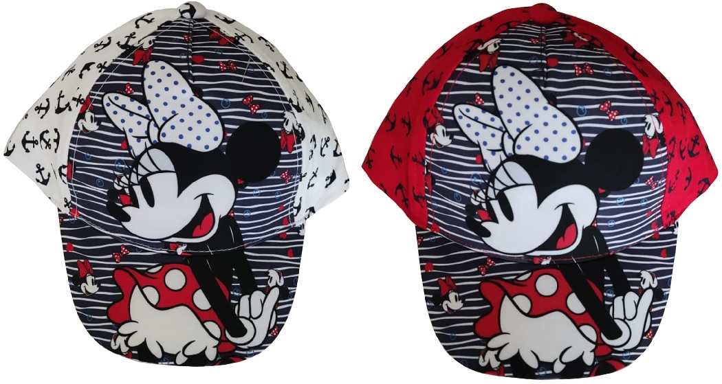 Disney Minnie Maus Kappe, Base Cap, Mütze Motiv Wellen Anker für Kinder Weiß o. Rot (Auswahl)