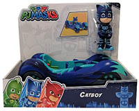 Simba PJ Masks 109402084 Catboy Superheld bewegliche Spielfigur 8 cm mit Katzen Rennflitzer 15 cm blau