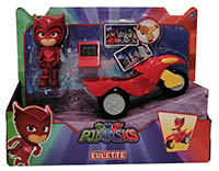 Simba PJ Masks 109402245 Eulette Superheldin bewegliche Spielfigur mit Super Moon Rover und Laptop Rot für Kinder