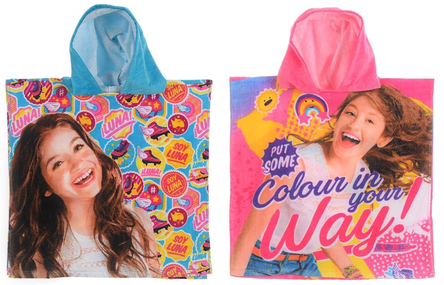 Soy Luna Kinder-Poncho mit Kapuze versch, Farben für Mädchen (Auswahl)