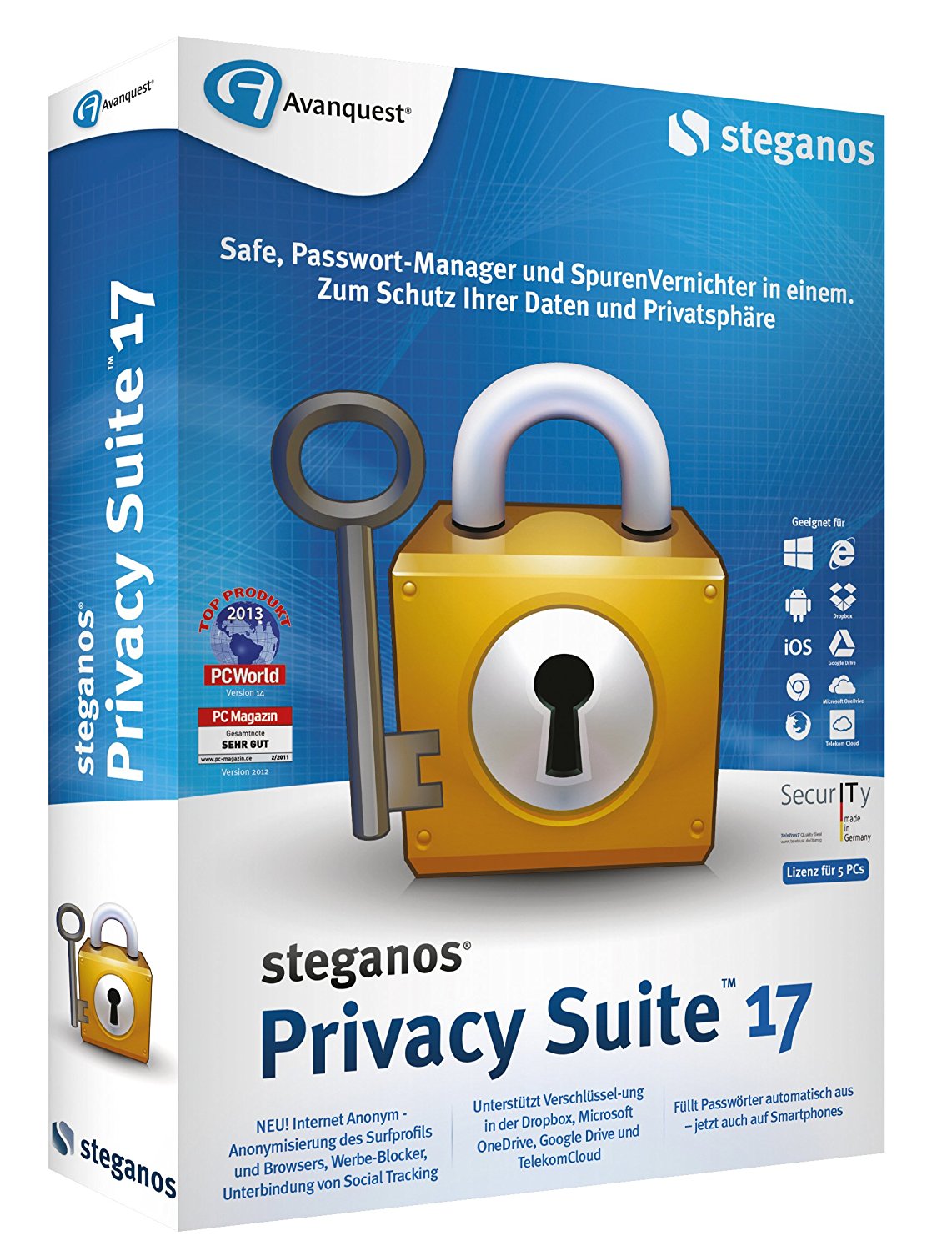 Steganos Privacy Suite 17 Safe, Passwort-Manager - Zum Schutz Ihrer Daten und Privatspähre, Software