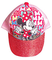 Disney Cap Kappe Basecap Schirmmütze Minnie Maus mit Glitzer-Schirm rot-pink Größe 52 cm