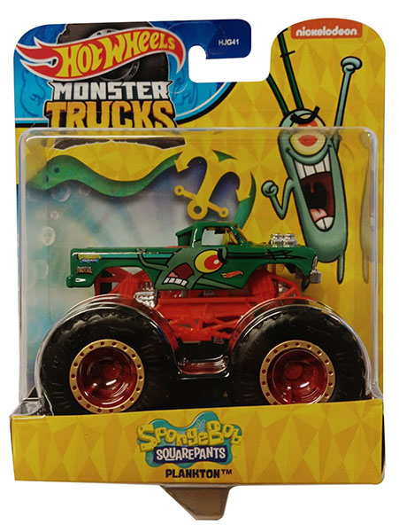 Mattel HWN80 Hot Wheels Monster Trucks Nickelodeon Spongebob Charakter Car Plankton für Kinder