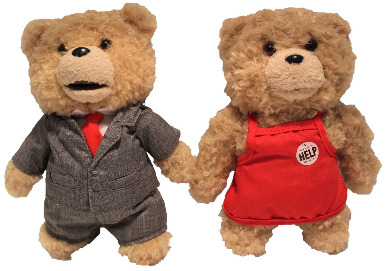 Ted Plüschfiguren 2er Set mit roter Schürze und Grauen Anzug 20 cm